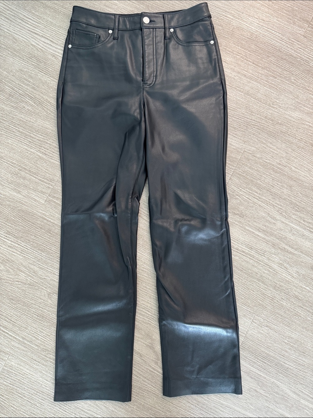 Express Black Faux Leather Straight Leg Pants